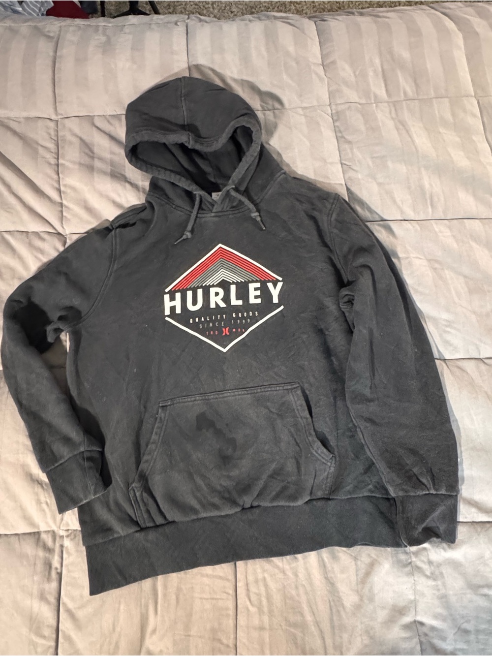 Hurley Gray Pullover Hoodie with Red & White Graphic